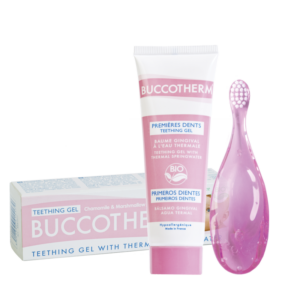 BUCCOTHERM® Teething Gel Bio - Zahnungsgel-Set mit Babyzahnbürste - Rosa