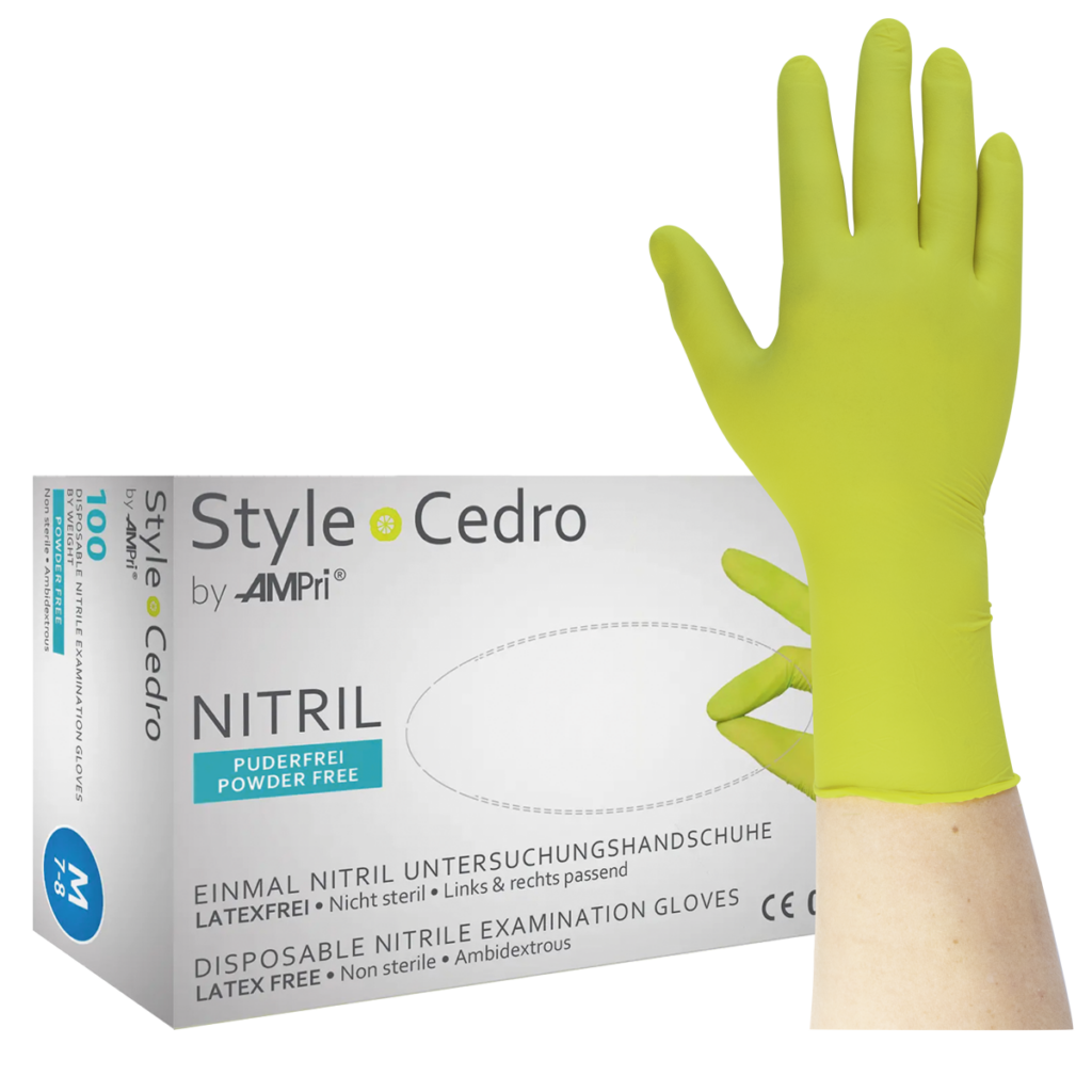 Style Cedro - Nitrilhandschuhe, puderfrei, cedro (grün), 100 Stück