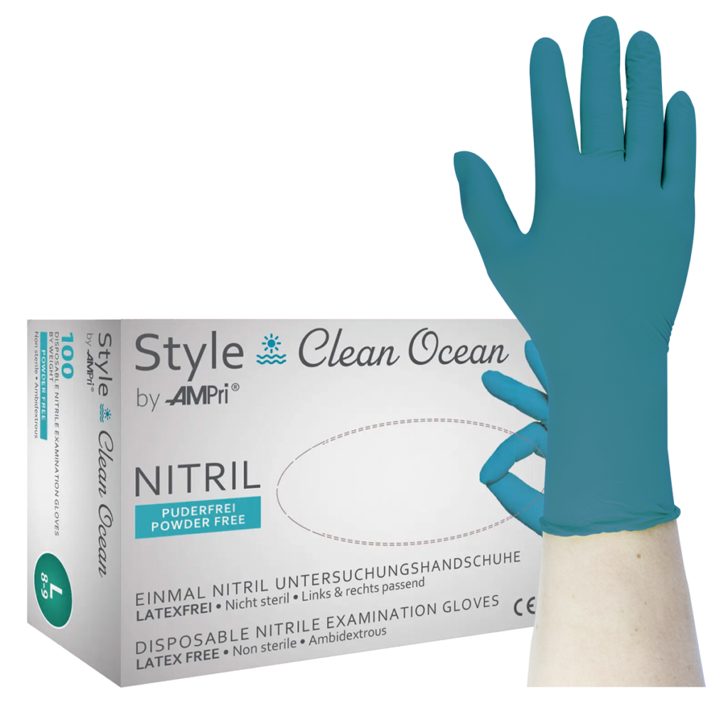 Style Clean Ocean - Nitrilhandschuhe petrol, puderfrei, 100 Stück