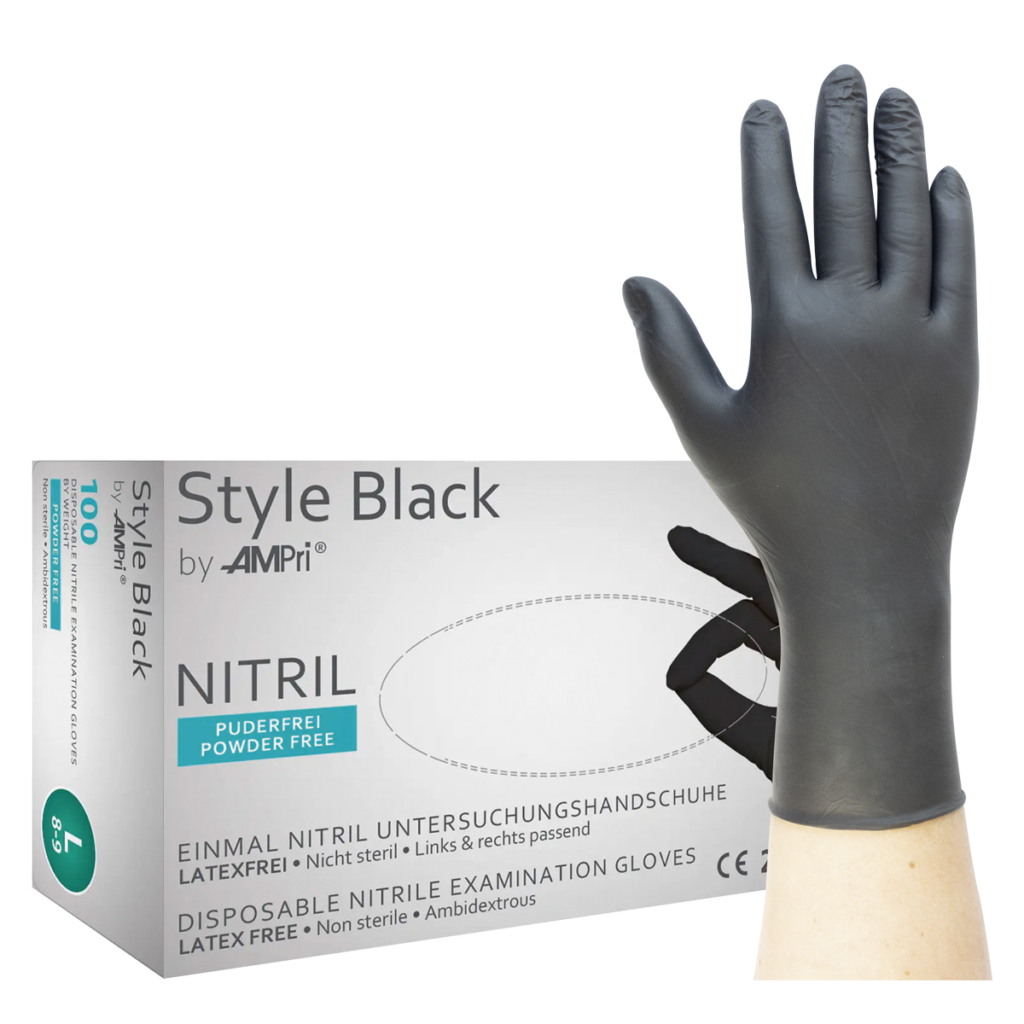 Style Black - Nitrilhandschuhe schwarz, puderfrei, 100 Stück