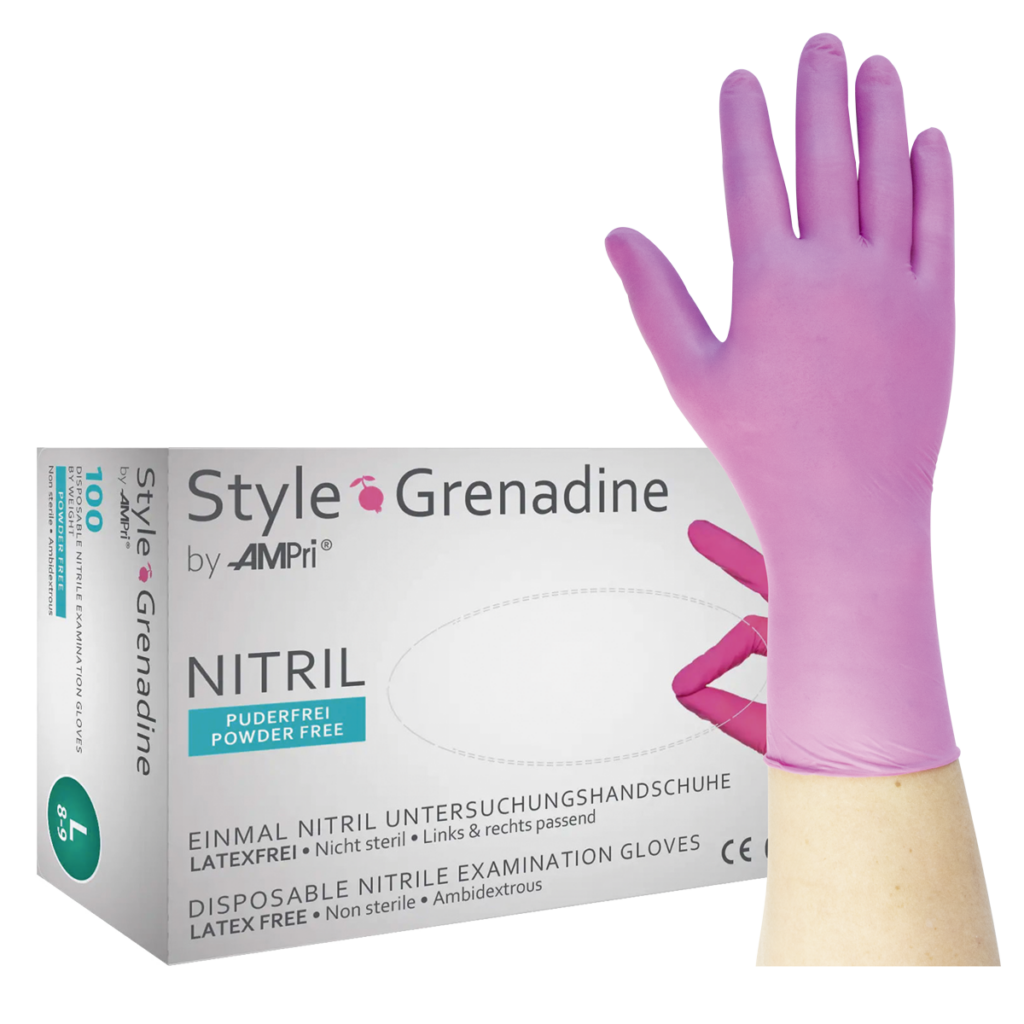 Style Grenadine - Nitrilhandschuhe magenta, puderfrei, 100 Stück