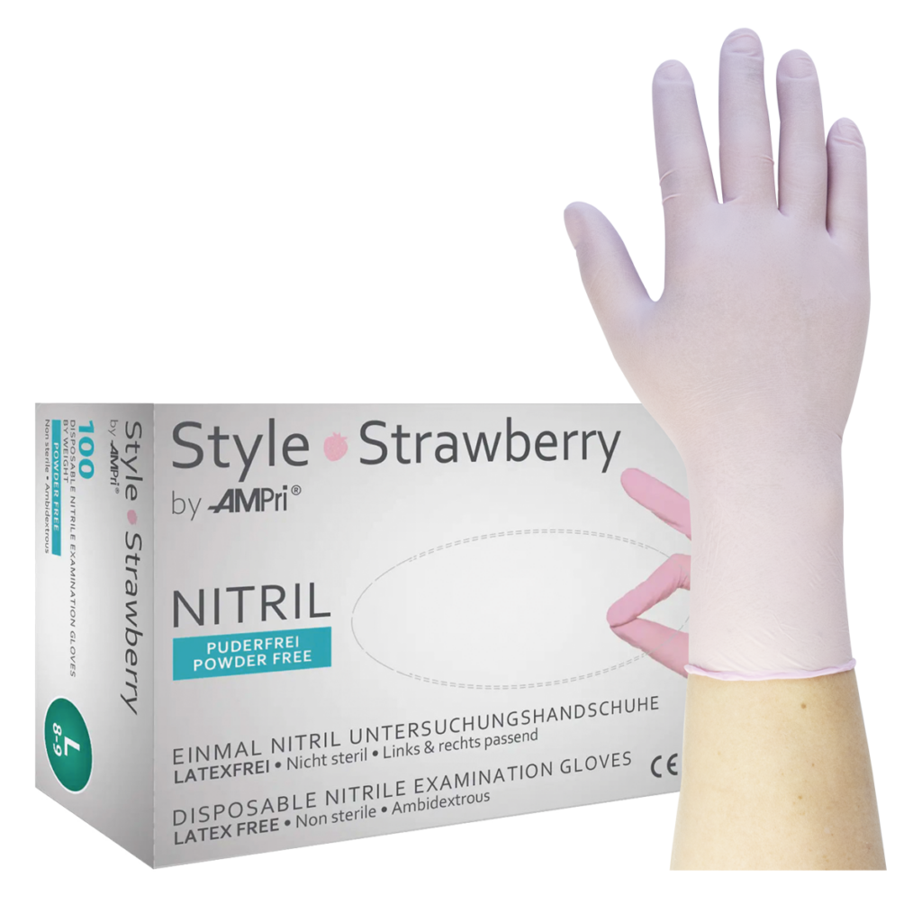 Style Strawberry - Nitrilhandschuhe rosa, puderfrei, 100 Stück