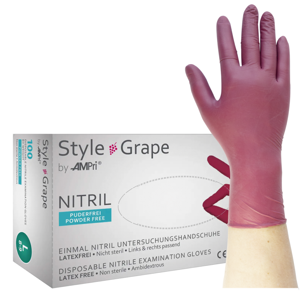 Style Grape - Nitrilhandschuhe weinrot, puderfrei, 100 Stück