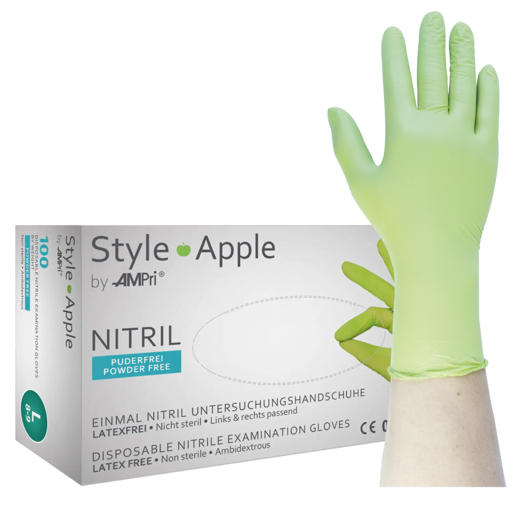 Style Apple - Nitrilhandschuhe apfelgrün, puderfrei, 100 Stück