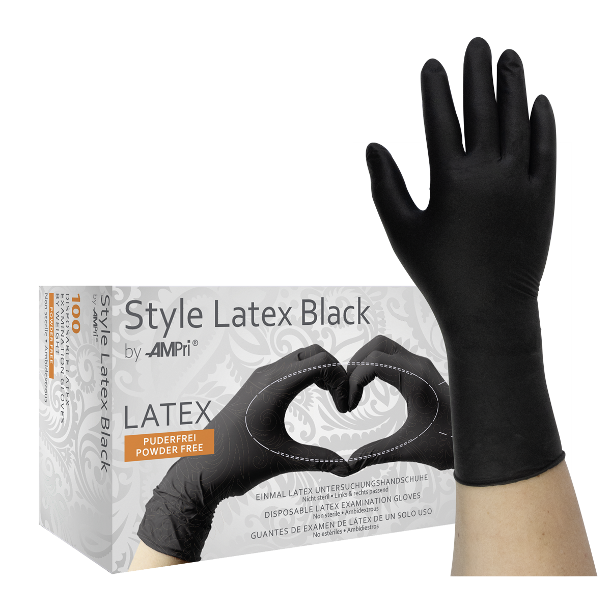 100 Stück Nitras BLACK SCORPION Latex-Handschuhe Schwarz Größe M - Einmalhandschuhe Für Alltag & Beruf