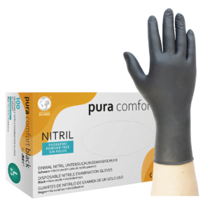 pura comfort black - Nitrilhandschuhe schwarz, puderfrei, Sonderkontingent, 100 Stück