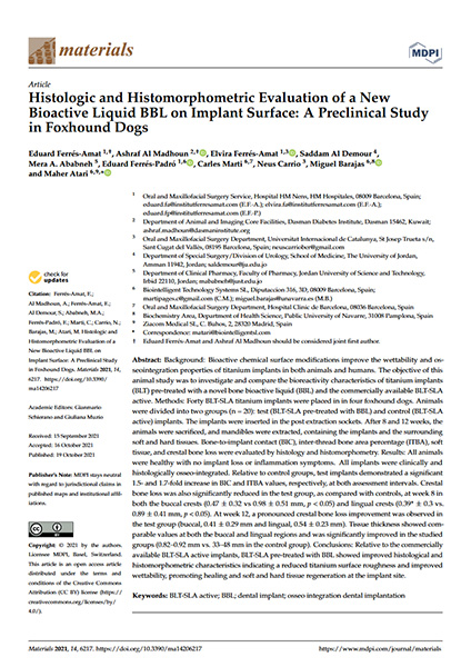 Thervex-BBL-Studie - Histologic and Histomorphometric Evaluation of a New Bioactive Liquid (...)