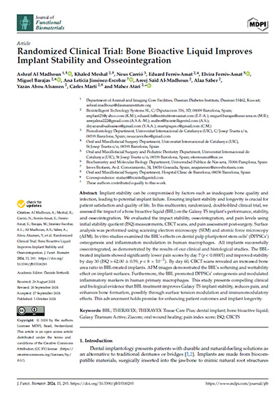 Theravex-BBL-Studie -Randomized Clinical Trial Bone Bioactive Liquid Improves Implant Stability and Osseointegration