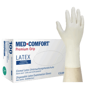 MED-COMFORT Premium Grip - Sonderposten - Latexhandschuhe, puderfrei, L, 100 Stück