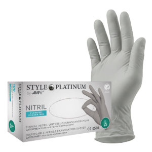 Style Platinum - Nitrilhandschuhe grau, puderfrei, 100 Stück