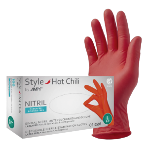 Style Hot Chili - Nitrilhandschuhe rot, puderfrei, 100 Stück