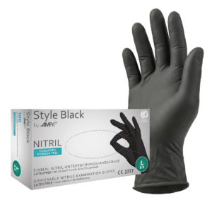 Style Black - Nitrilhandschuhe schwarz, puderfrei, 100 Stück
