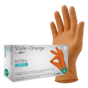 Style Orange - Nitrilhandschuhe orange, puderfrei, 100 Stück