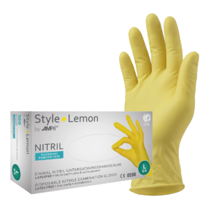 Style Lemon - Nitrilhandschuhe gelb, puderfrei, 100 Stück