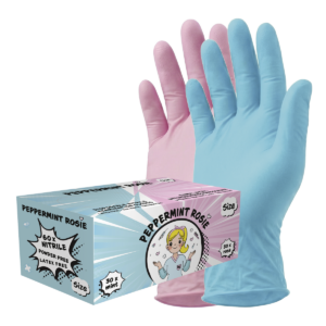 Peppermint Rosie  - Nitrilhandschuhe, Farbmix Mint/Rosa, puderfrei, 60 Stück