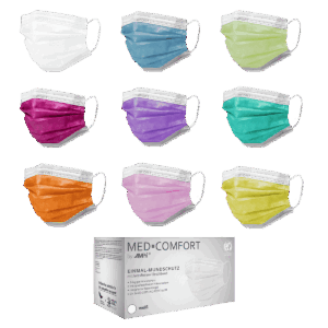 MED-COMFORT Mundschutz Typ IIR - 3-lagig, mit Elastikbändern, 50 Stück