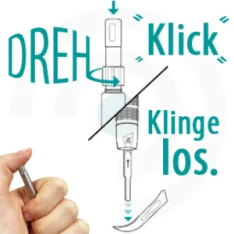 Easy Blade Holder - Illustration - Dreh - Klick - Klinge los